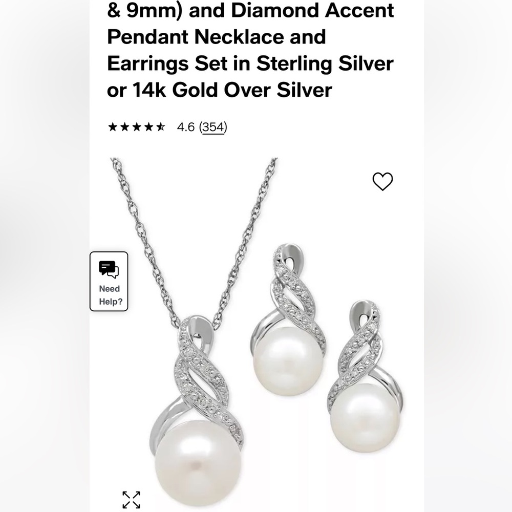 Cultured Pearl earring and necklace set